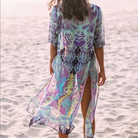 🌟Surfer Rosa Psychedelic Floral Festival Kimono - Picture 5 of 7